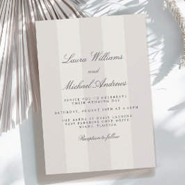 Invitación Simple Beach Sand Cabana Stripes Wedding