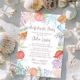 Invitación Simple Beach Seashell Wreath Bachelorette Party