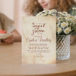 Invitación simple beige dulce dieciséis cumpleaños