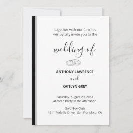 Invitación Simple Black and White Formal Wedding - Custom