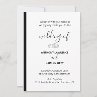 Invitación Simple Black and White Formal Wedding - Custom