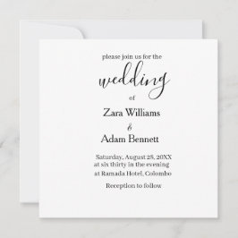 Invitación Simple black and white wedding invitation