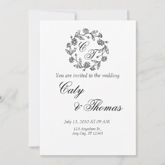 Invitación Simple black and white weeding invitation