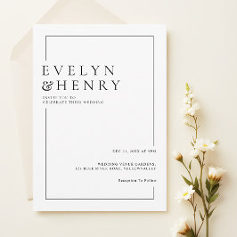 Invitación Simple Black Border Modern Typography Wedding