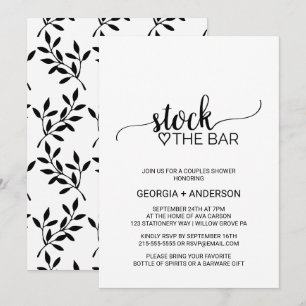 Invitación Simple Black Calligraphy Stock the Bar