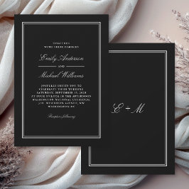 Invitación Simple Black Classic Elegant Wedding