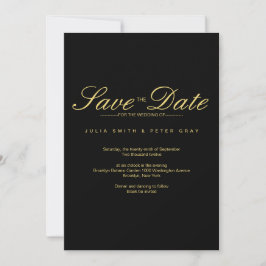 Invitación Simple Black & Gold Save The Date Boda