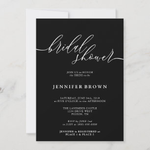 Invitación Simple Black Moderne Signature Bridal Shower