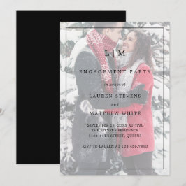 Invitación Simple Black Photo Elegagement Party
