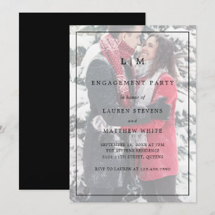 Invitación Simple Black Photo Elegagement Party