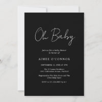 Simple Black Rustic Script Elegante Baby Shower