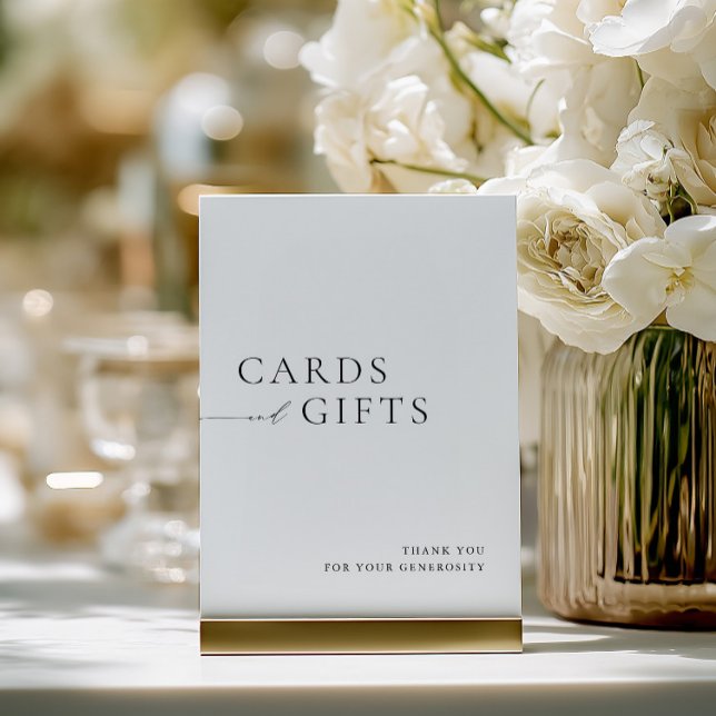 Invitación Simple Black & White Cards & Gifts Wedding Sign (Simple Black & White Cards & Gifts Wedding Sign)