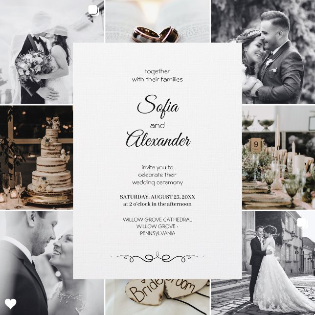 Invitación Simple Black & White Elegant Minimalist Wedding (Subido por el creador)