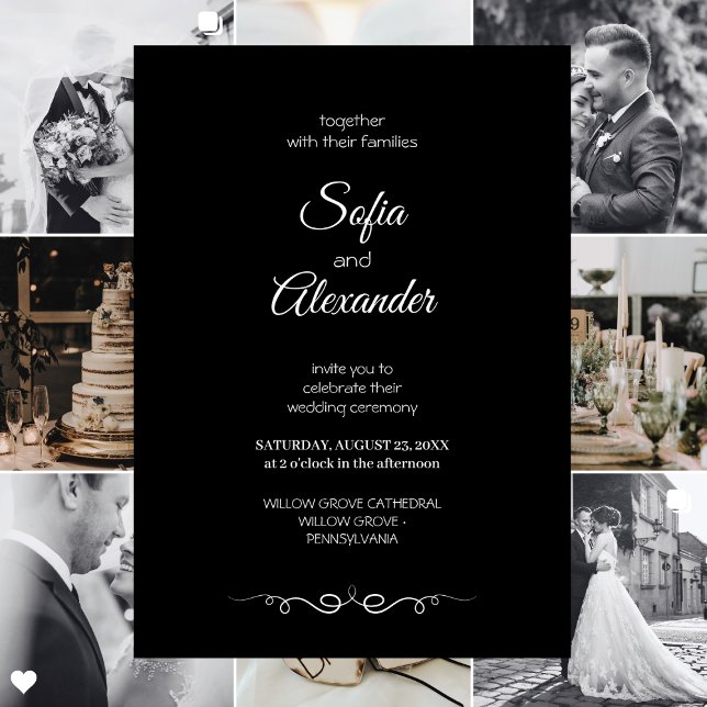 Invitación Simple Black & White Elegant Minimalist Wedding (Subido por el creador)