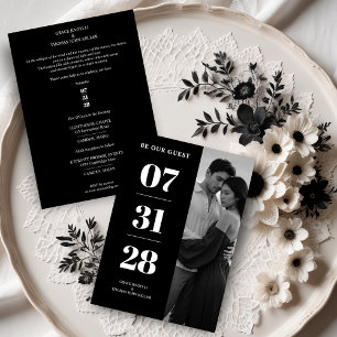 Invitación Simple Black & White Enchanting & Delicate Minimal