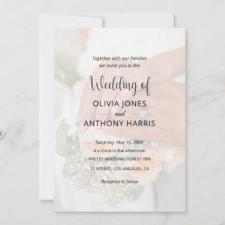 Invitación Simple Black & White Overlay Photo Wedding