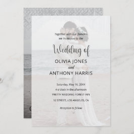 Invitación Simple Black & White Overlay Photo Wedding