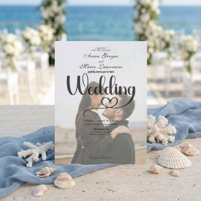 Invitación Simple Black White Overlay Photo Wedding  (Subido por el creador)