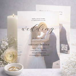 Invitación Simple Black & White Overlay Photo Wedding