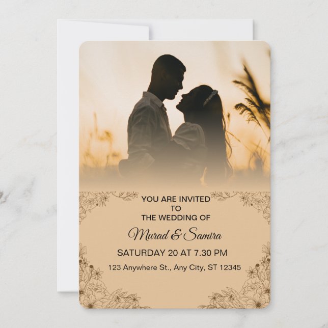 Invitación Simple Black & White Overlay Photo Wedding Invitat (Anverso)
