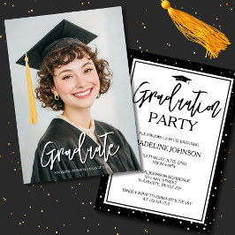 Invitación Simple Black & White Photo 2026 Graduation