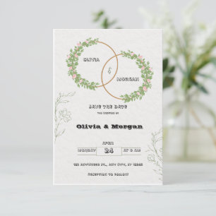 Invitación simple blanca y verde para guardar la f
