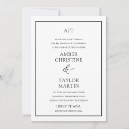 Invitación Simple Blanco y Negro Elegante Minimalista