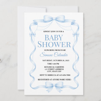 Invitación Simple Blue Baby Shower Invitation