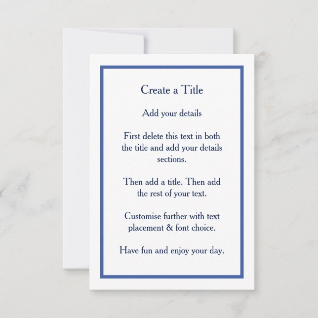 Invitación Simple Blue Border Classic Wedding Invite (Anverso)