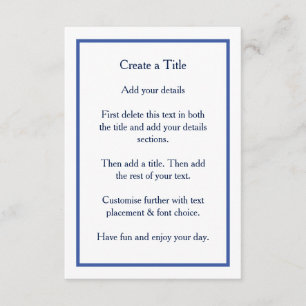 Invitación Simple Blue Border Classic Wedding Invite