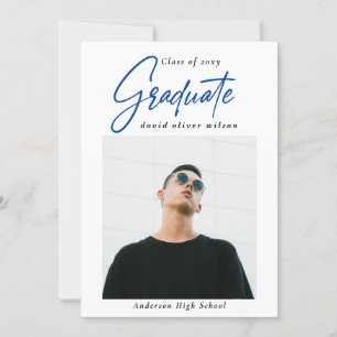 Invitación Simple Blue Modern Minimalista 2 Graduación de fot