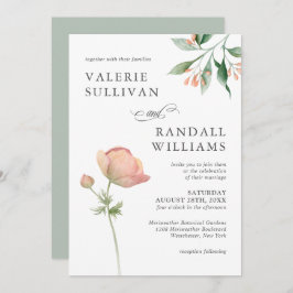 Invitación Simple Boda Botánico Elegante