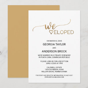 Invitación Simple Boda con Caligrafía en Dorado