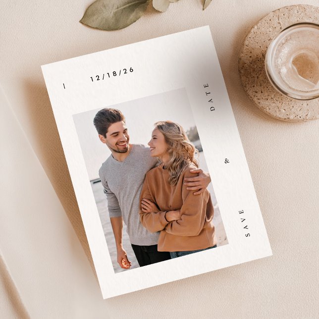 Invitación Simple Boda Contemporáneo Foto Guardar La Fecha (Subido por el creador)