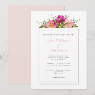 Invitación Simple Boda de color rosa de agua Rubor