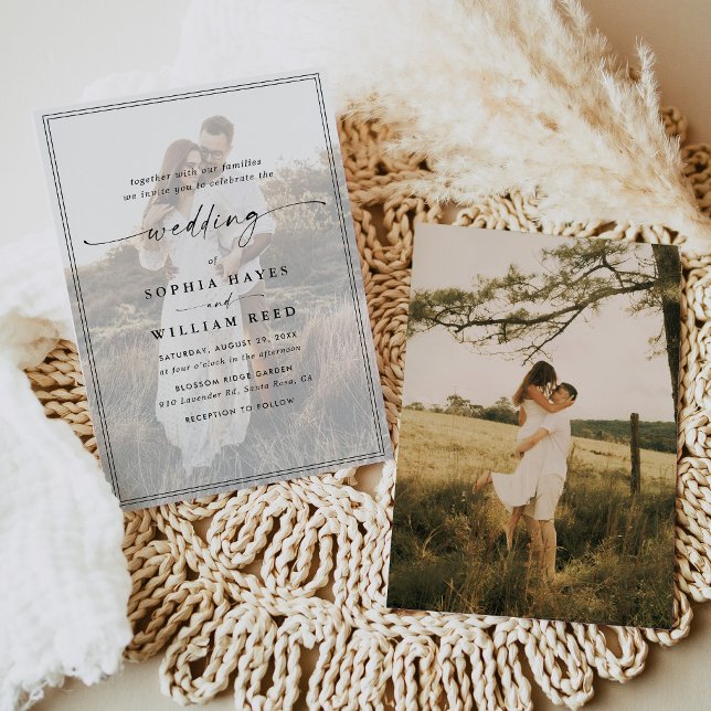 Invitación Simple Boda de fotografía moderna en blanco y negr (Subido por el creador)