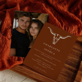 Invitación Simple Boda de fotos de la vaca bohemiana occident