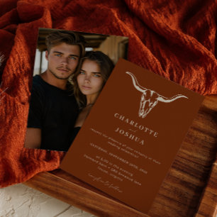 Invitación Simple Boda de fotos de la vaca bohemiana occident