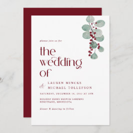 Invitación Simple Boda de Invierno Borgoña Moderna