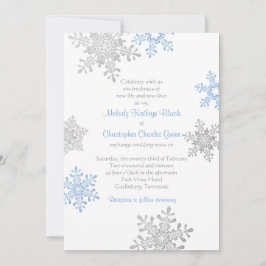 Invitación Simple Boda de Invierno con Copo de Nieve de Plata