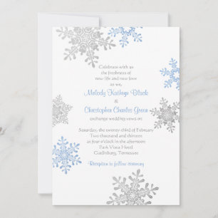 Invitación Simple Boda de Invierno con Copo de Nieve de Plata