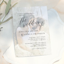 Invitación Simple Boda de Letra de Caligrafía Foto de Comprom