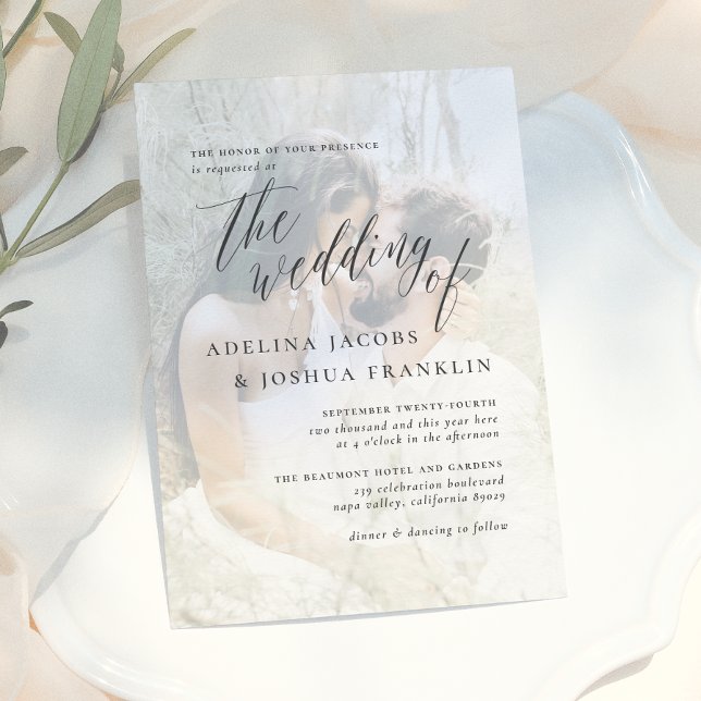 Invitación Simple Boda de Letra de Caligrafía Foto de Comprom (Subido por el creador)