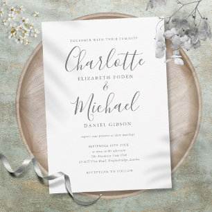 Invitación Simple Boda de Letra de Firma Elegante