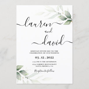 Invitación Simple boda de vegetación Minimalista