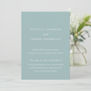 Invitación Simple Boda Elegante Azul Muerto