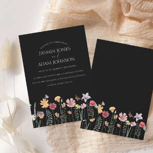 Invitación Simple Boda floral de flores silvestres de color n