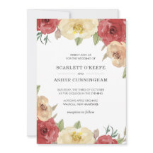 Simple Boda Floral Roja Elegante