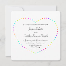 Invitación Simple Boda lesbiana del corazón del arcoiris