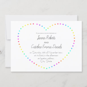 Invitación Simple Boda minimalista de lesbianas arcoiris